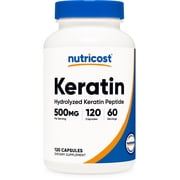 Nutricost Keratin Hydrolized Peptide Capsules - 120 Capsules 500mg each - Non-GMO, Gluten-Free Formula