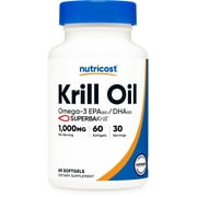 Nutricost Krill Oil 1000mg, 60 Softgels - Omega-3 EPA-DHA Krill Oil Supplement, with Superbakrill