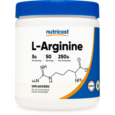 Nutricost L-Arginine Powder (250 Grams) - 5000mg Per Serving; 50 Servings, Health Supplement