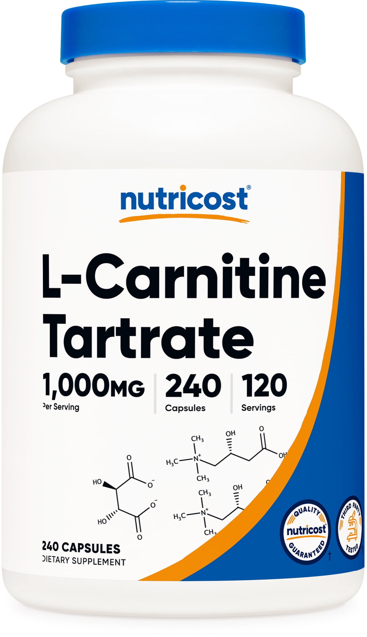 Nutricost L-Carnitine Tartrate Supplement, 240 Capsules, 500mg, 1000mg per  Serving - Walmart.com
