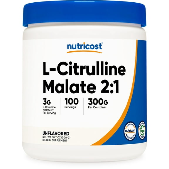 Nutricost L-Citrulline Malate (2:1) Powder 300 Grams (Unflavored) - Gluten Free Supplement