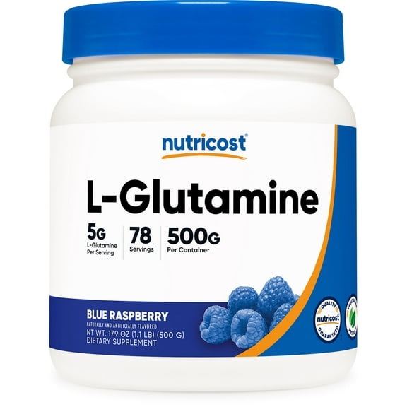 Nutricost L-Glutamine Powder 500 Grams (Blue Raspberry) - Health Supplement