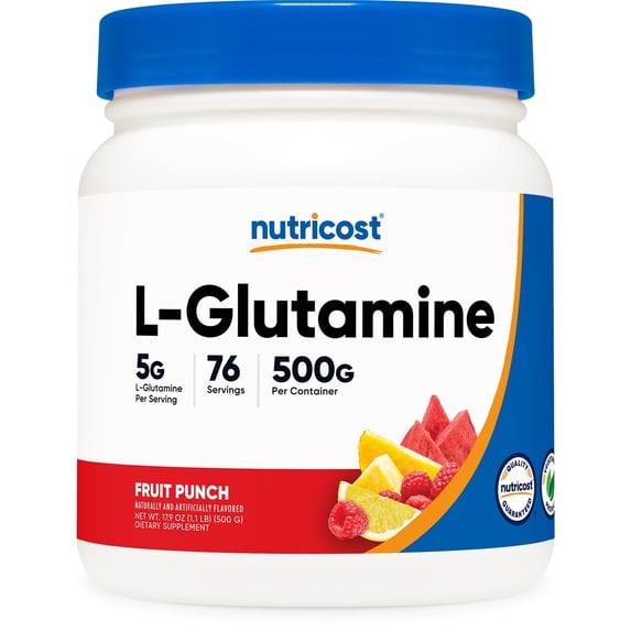 Nutricost L-Glutamine Powder 500 Grams (Fruit Punch) - Amino Acid, GMO-Free
