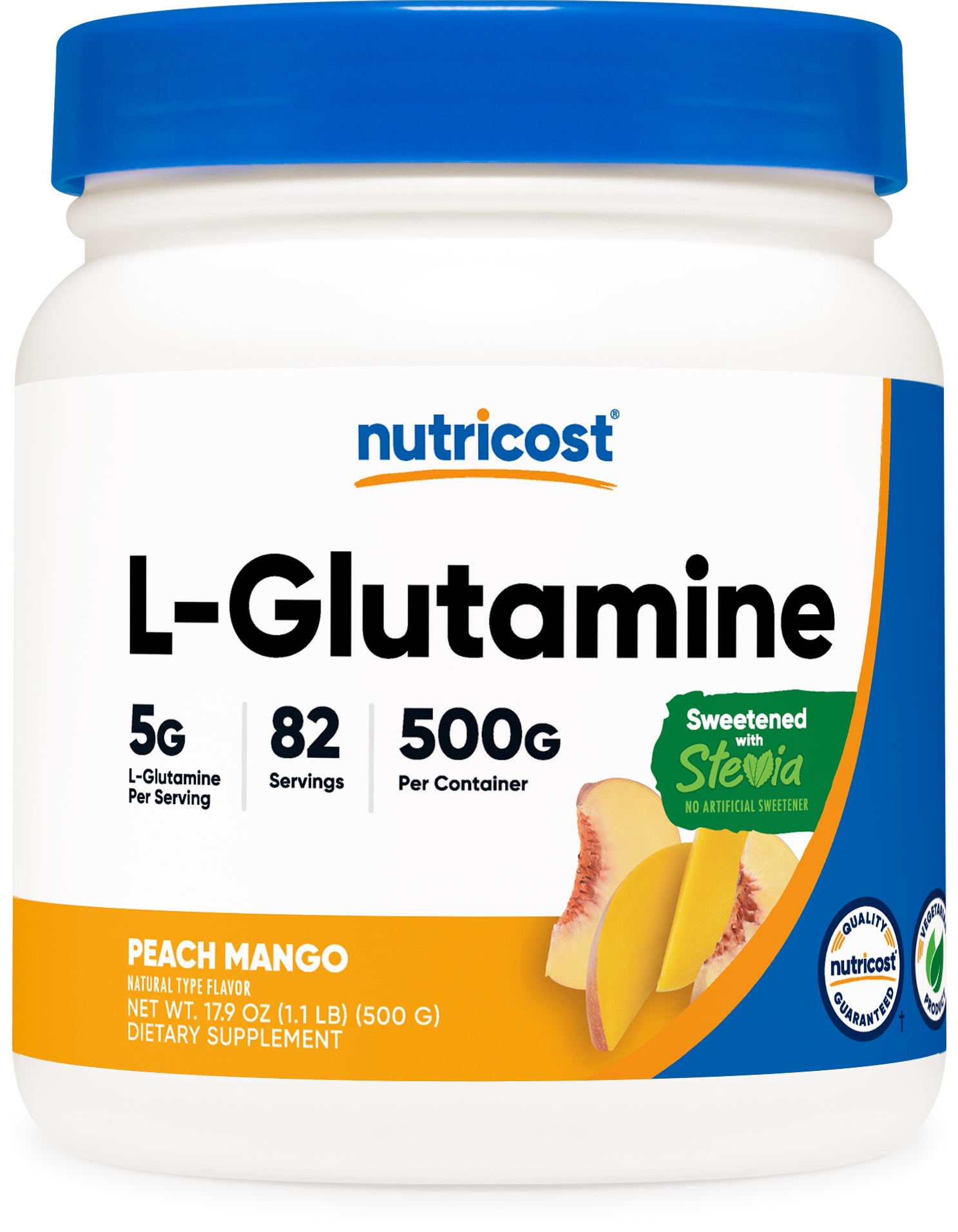 Nutricost LGlutamine Powder Sweetened with Stevia (500 Grams / 5 Grams