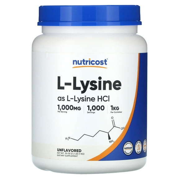 Nutricost L-Lysine Powder 1KG (2.2lbs) - Non-GMO, Gluten Free Supplement