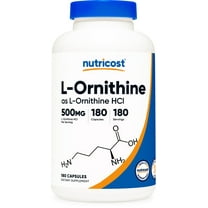 Nutricost L-Ornithine 500mg, 180 Capsules - Gluten Free Supplement