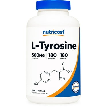 Nutricost L-Tyrosine 500mg, 180 Capsules - Non-GMO & Gluten Free Supplement