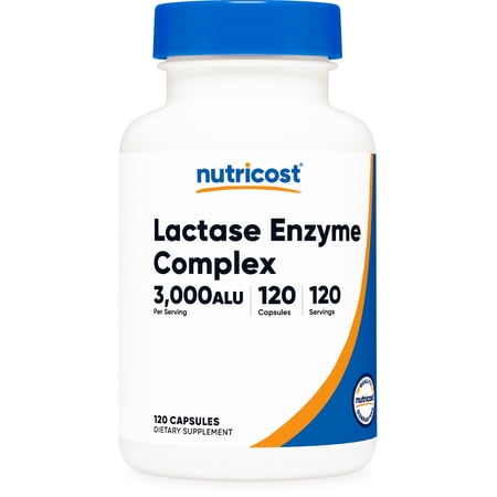 Nutricost Lactase Enzyme Complex 3,000 FCC ALU, 120 Capsules - Non-GMO Supplement