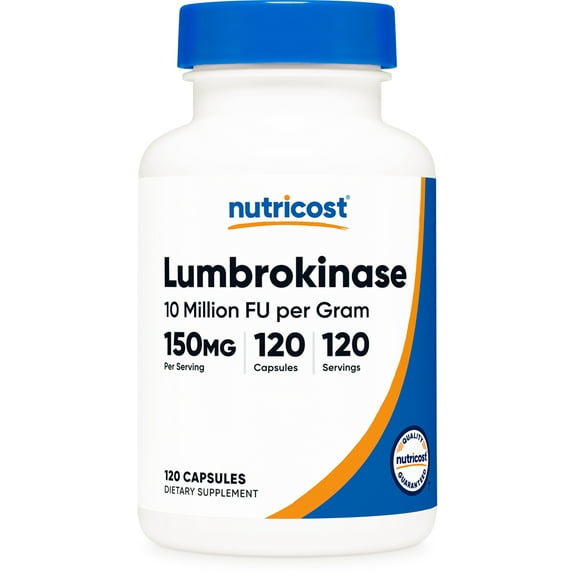 Nutricost Lumbrokinase Capsules 150 mg (120 capsules) - Gluten-Free, Vegan, GMO-Free