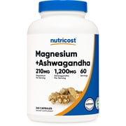 Nutricost Magnesium + Ashwagandha Supplement (1410mg) 240 Capsules - 210mg of Magnesium, 1,200mg of Ashwagandha, Vegan, 60 Servings