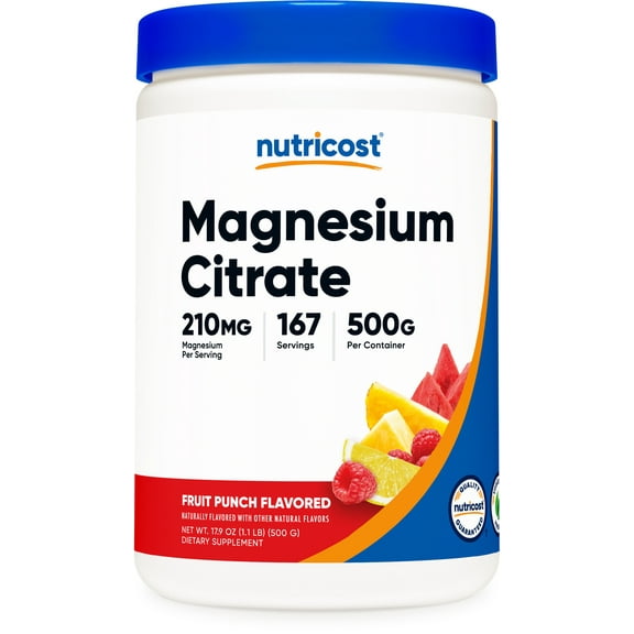 Nutricost Magnesium Citrate Supplement Powder (Fruit Punch, 500 Grams)