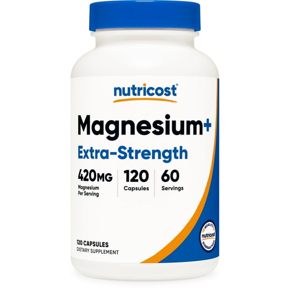 Nutricost Magnesium+ Extra Strength 420mg, 120 Capsules - 60 Servings. Magnesium Glycinate, Oxide - Non-GMO, Gluten Free, Vegan Friendly