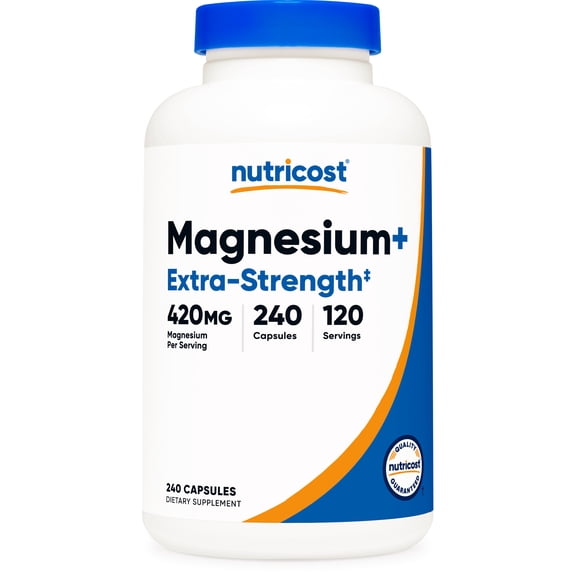 Nutricost Magnesium+ Extra Strength 420mg, 240 Capsules - 120 Servings. Magnesium Glycinate, Oxide - Non-GMO, Gluten Free, Vegan Friendly