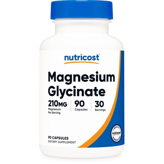 Nutricost Magnesium Glycinate Capsules (90 Capsules, 210 mg Magnesium Glycinate Per Serving) - Magnesium Glycinate Supplement for Gentle Absorption