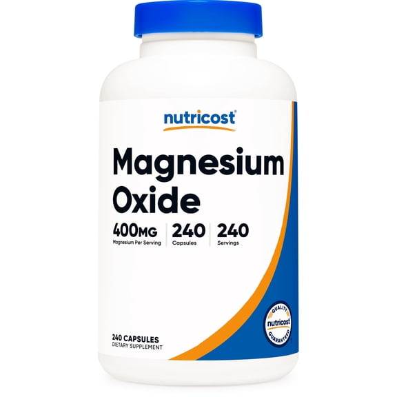 Nutricost Magnesium Oxide (400mg) 240 Capsules - Vegan, GMO-Free, Gluten-Free