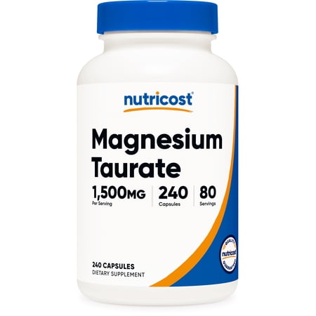 Nutricost Magnesium Taurate (240 Capsules, 80 Servings / 1,500 mg Magnesium Taurate Per Serving) Gluten Free, Non-GMO, Vegan Friendly