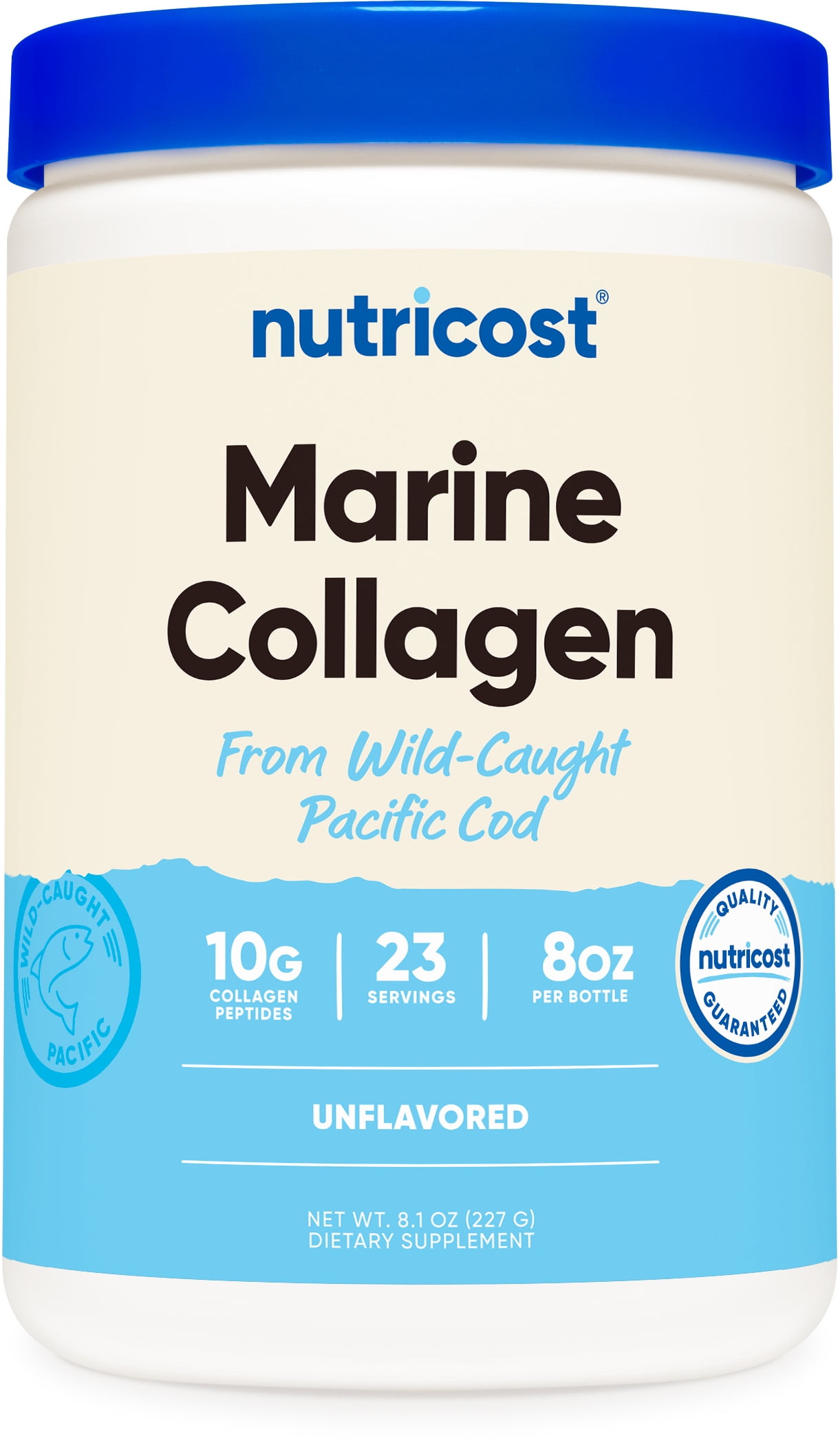 Nutricost Marine Collagen Powder Wild Caught Fish (Unflavored) (8 oz) - 23 Servings, 10 G Protein Per Serving, Alaskan Wild-Caught