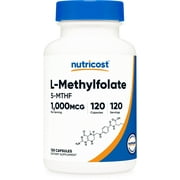 Nutricost Methyl Folate 1000mcg, 120 Vegan Capsules - Non-GMO Supplement