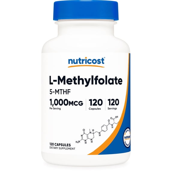 Nutricost Methyl Folate 1000mcg, 120 Vegan Capsules - Non-GMO Supplement