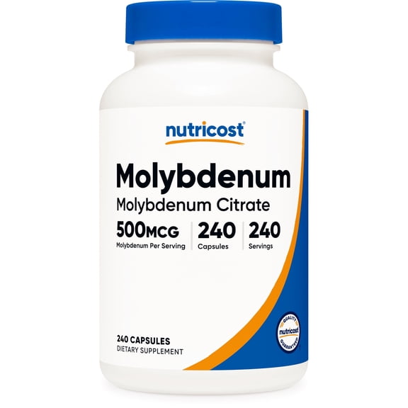 Nutricost Molybdenum Supplement (500mcg) 240 Capsules - Molybdenum Citrate, Vegan, GMO-Free, Gluten-Free