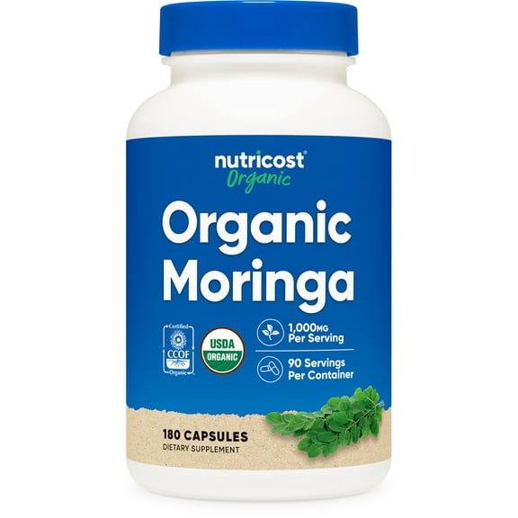 Nutricost Moringa Capsules 500mg, 180 Capsules (90 Servings) - Non-GMO, Gluten Free