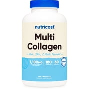 Nutricost Multi Collagen 1100mg 180 Capsules - Supplement with Biotin and Grass-Fed Bovine Collagen Hydrolysate, 60 Servings