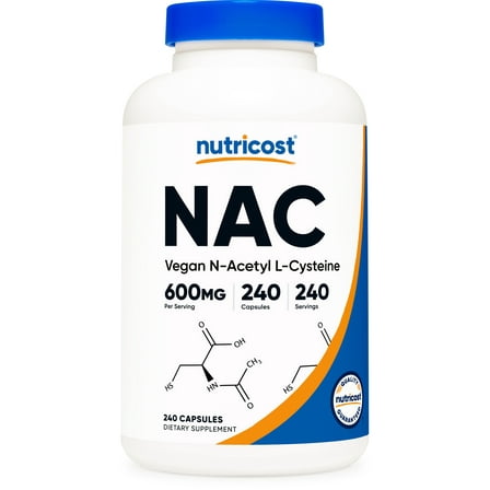 Nutricost N-Acetyl L-Cysteine (NAC) 600mg, 240 Vegetarian Capsules, Supplement