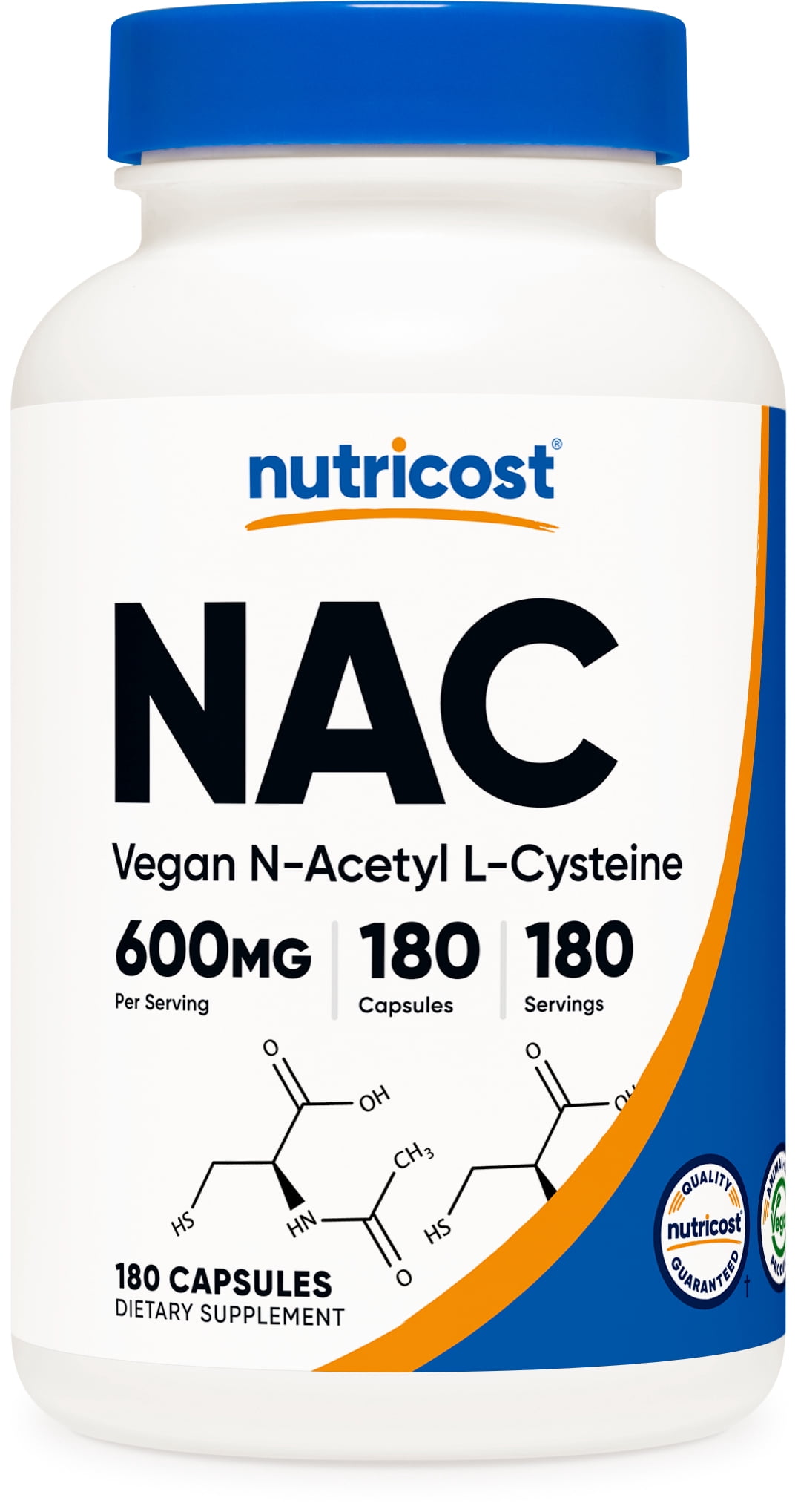 Nutricost NAC (N-Acetyl L-Cysteine) 600mg, 180 Capsules - Non-GMO, Gluten Free Supplement