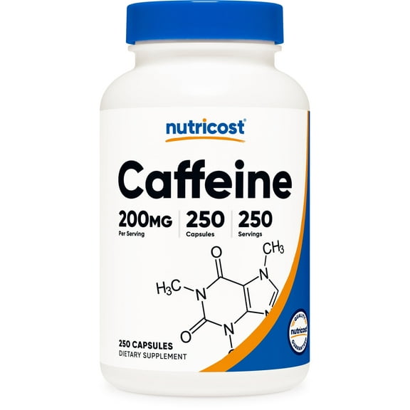 Nutricost Natural Caffeine 250 Capsules (200mg) - Gluten Free, Non-GMO Supplement