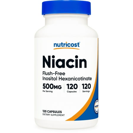 Nutricost Niacin (Flush-Free) Inositol Hexanicotinate 500mg, 120 Capsules, Vitamin B3 Supplement