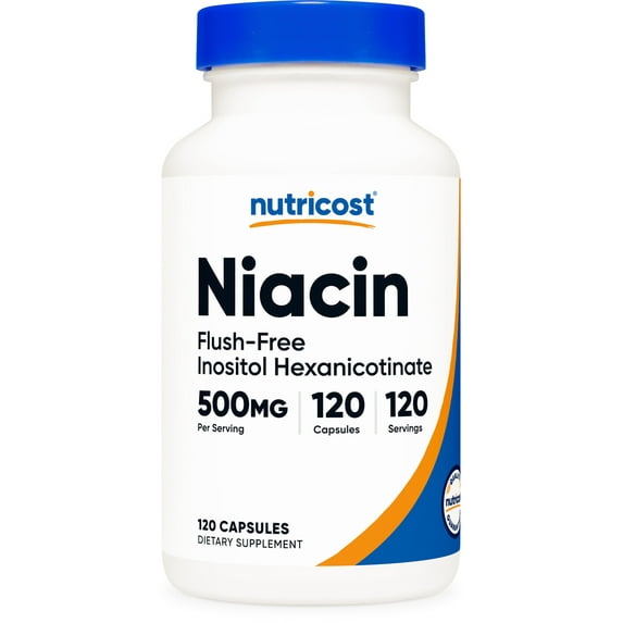 Nutricost Niacin (Flush-Free) Inositol Hexanicotinate 500mg, 120 Capsules, Vitamin B3 Supplement