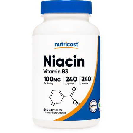 Nutricost Niacin (Vitamin B3) 100mg, 240 Capsules - with Flushing, Non-GMO, Gluten Free