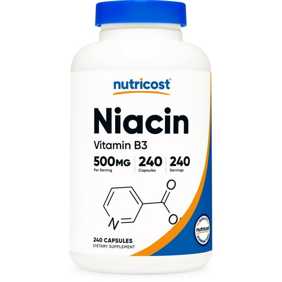 Nutricost Niacin (Vitamin B3) 500mg, 240 Capsules - Gluten Free and Non-GMO Supplement