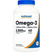 Nutricost Omega 3 Fish Oil - 2500MG, 120 Softgels (40 Serv) - Non-GMO, Gluten Free