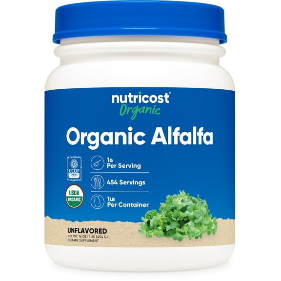 Nutricost Organic Alfalfa Powder 1LB - Non-GMO, Gluten Free, Supplement