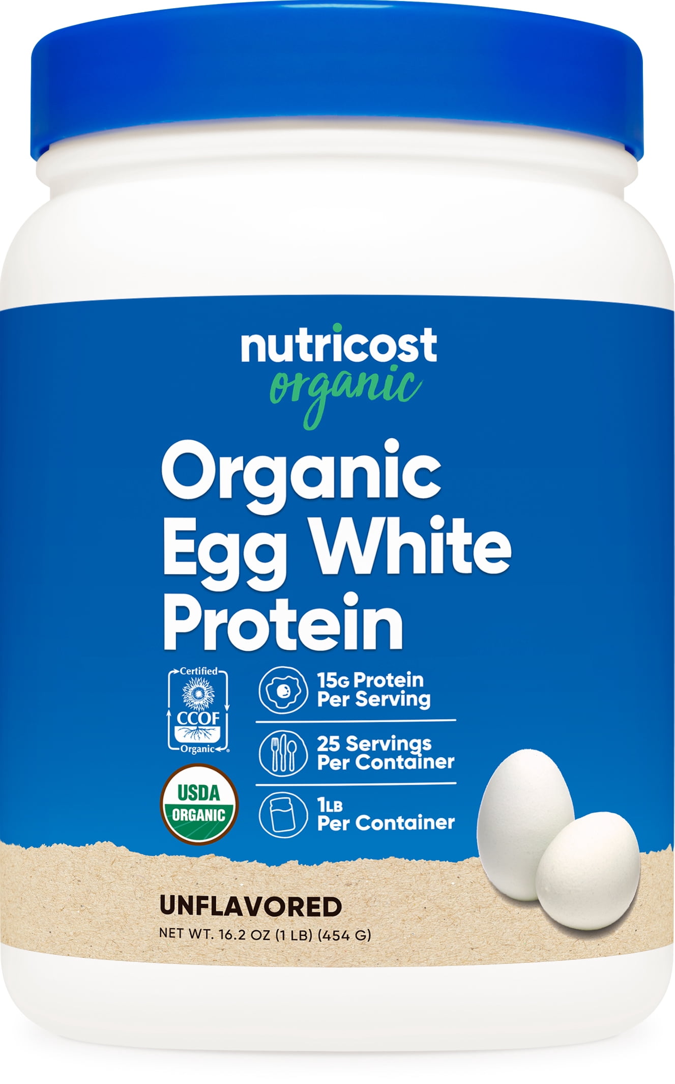 Nutricost Organic Egg White Protien Powder (1LB) 25 Servings Per Container - GMO-Free, Gluten-Free