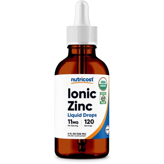 Nutricost Organic Ionic Zinc Drops (11mg) 4 fl oz - Liquid Drops, USDA Organic, OTCO Certified, Vegetarian, GMO-Free, Gluten-Free, 120 Servings