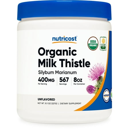 Nutricost Organic Milk Thistle (Silybum Marianum) Supplement 8 oz - 400mg, Unflavored, No Color