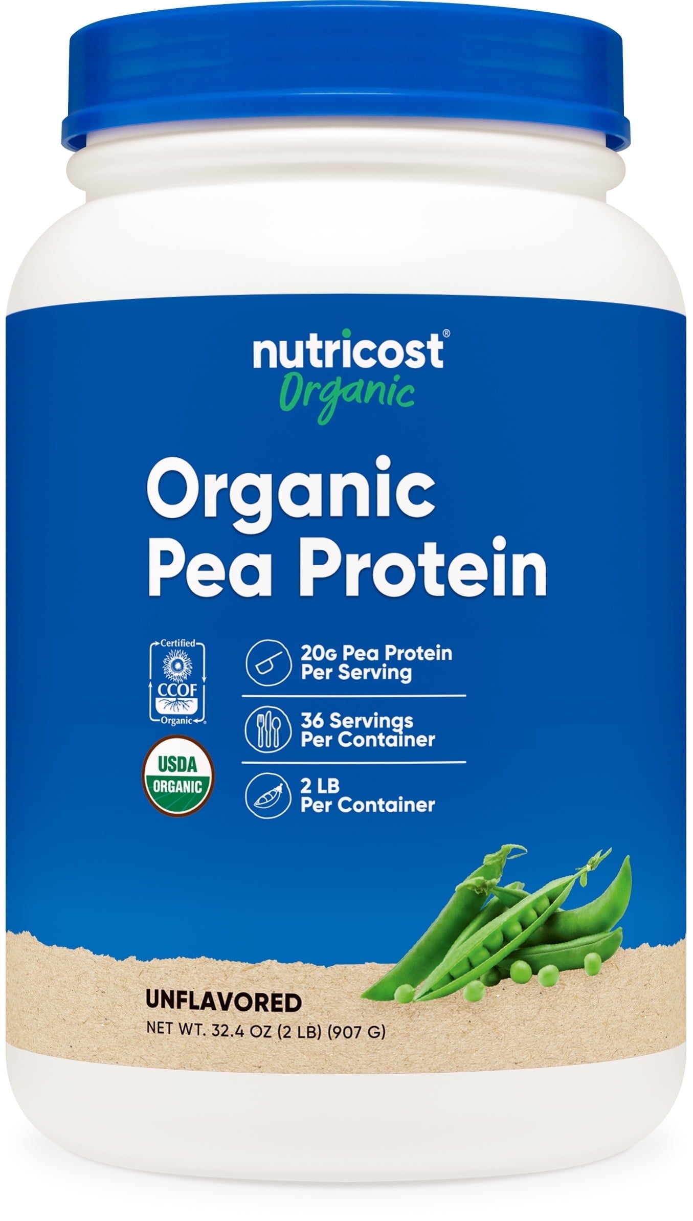 Nutricost Organic Pea Protein Isolate Powder 2 lbs (Unflavored)