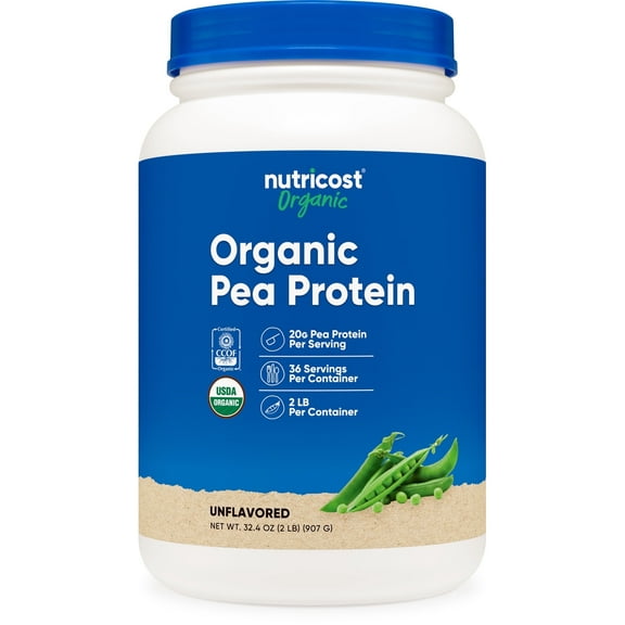 Nutricost Organic Pea Protein Isolate Powder 2 lbs (Unflavored)
