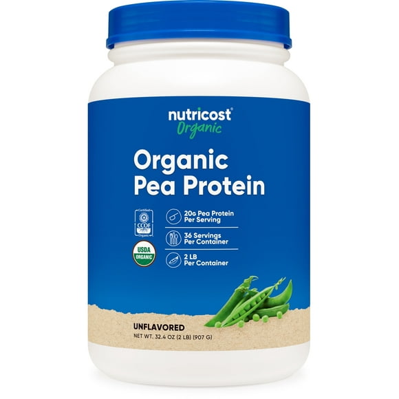 Nutricost Organic Pea Protein Isolate Powder 2 lbs (Unflavored)