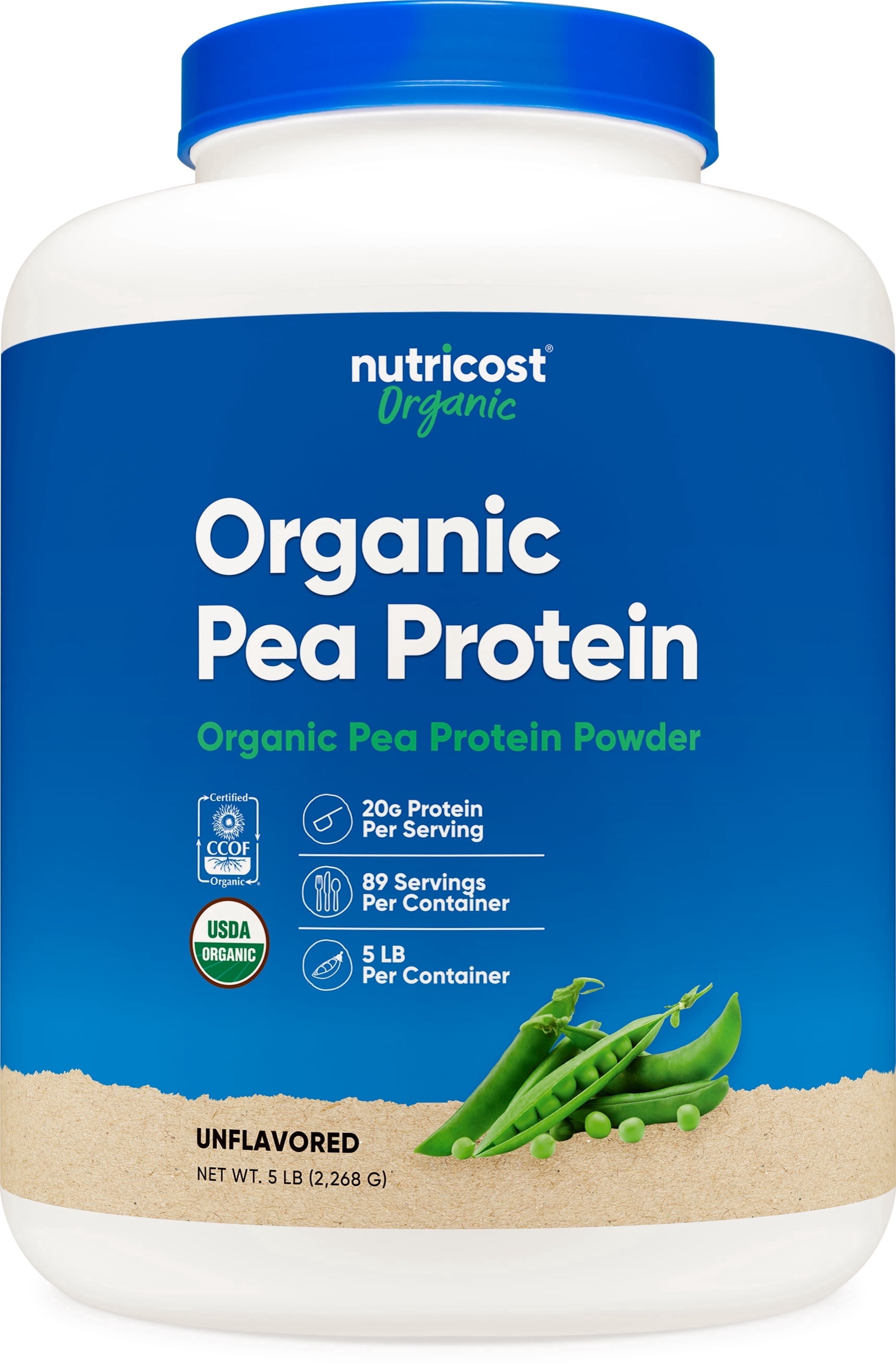 Nutricost Organic Pea Protein Isolate Powder (5LBS) - Unflavored, Gluten Free, Non-GMO, Vegan