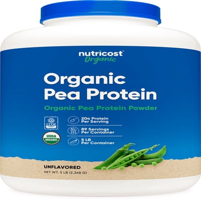 Nutricost Organic Pea Protein Isolate Powder (5LBS) - Unflavored, Gluten Free, Non-GMO, Vegan