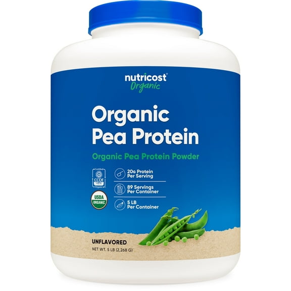 Nutricost Organic Pea Protein Isolate Powder (5LBS) - Unflavored, Gluten Free, Non-GMO, Vegan