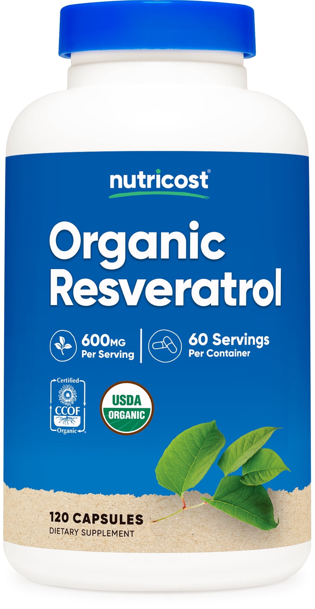 Nutricost Organic Resveratrol (600mg) 120 Capsules - USDA Organic, CCOF Certified, Vegan, GMO-Free, Gluten-free, 60 Servings