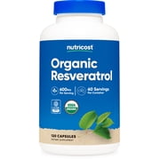Nutricost Organic Resveratrol 600mg 120 Capsules - USDA Organic, CCOF Certified, Vegan, GMO-Free, Gluten-free, 60 Servings