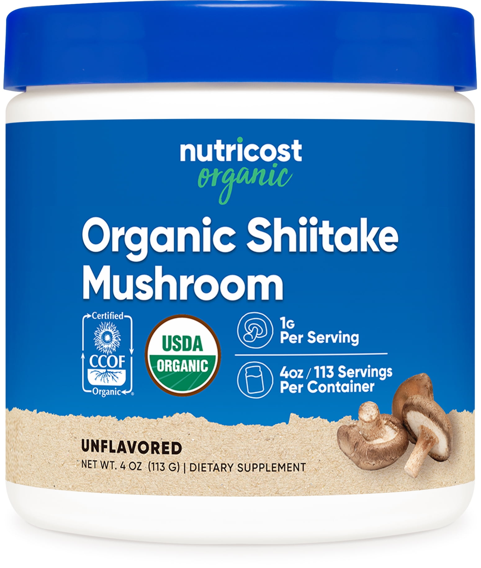 Nutricost Organic Shiitake Mushroom Powder 4 oz (113 Servings) - Non-GMO Supplement
