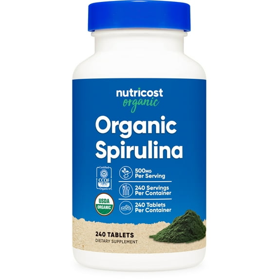 Nutricost Organic Spirulina 500mg, 240 Tablets - Gluten Free, Non-GMO, Supplement