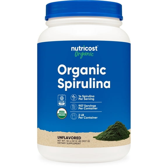 Nutricost Organic Spirulina Supplement Powder 2 Pounds, 1g Per Serving