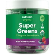 Nutricost Organic Super Greens Mixed Berry Flavored 20 Stickpacks - Gluten-Free, Non-GMO